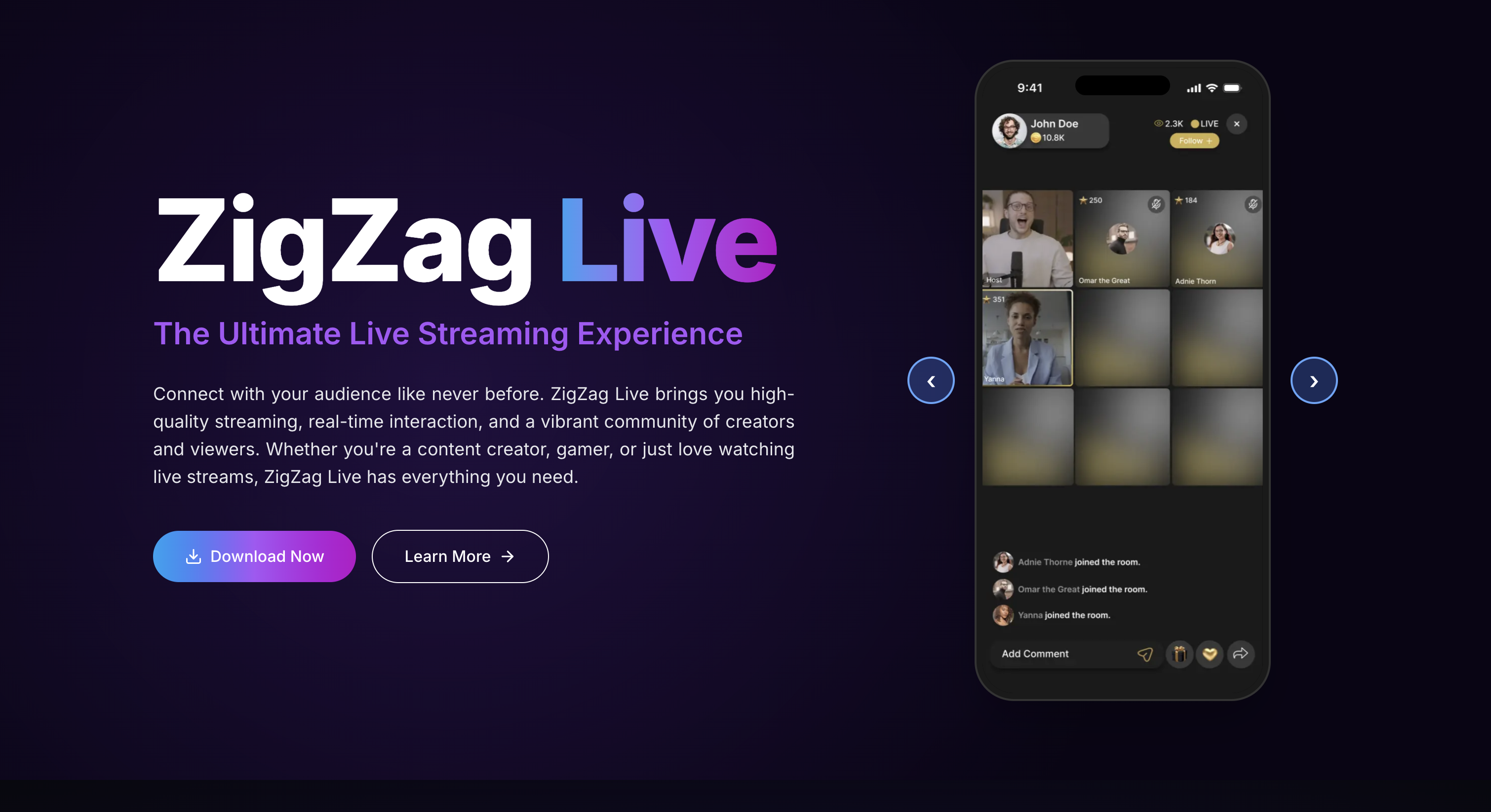 ZigZag Live social streaming app screenshot